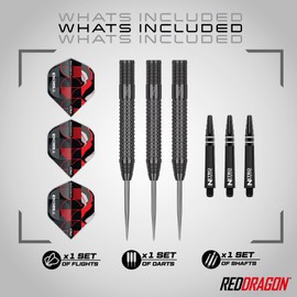 RED DRAGON Darts - T-800 22g - 90% Tungsten Professional Steel Tip Dart Set with Dart Flights and Dart Shafts