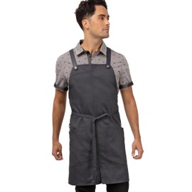 Chef Works mens Largo Bib Aprons, Charcoal, 30.7 L x 37.8 W US