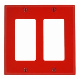Leviton 2-Gang Decora/GFCI Device Wallplate, Standard Size, Thermoplastic Nylon, 80409-NR, Red