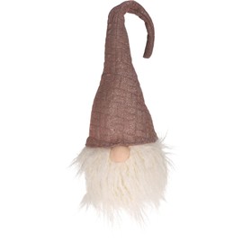 MIJOMA Christmas Decoration Decorative Gnome with Lighted Face with Fabric Hat and Plush Beard (57 cm, Dusky Pink)