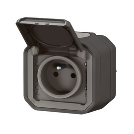 LEGRAND 2P+T Waterproof Plexo Charcoal 16A 250V IP55 IK08 Full Surface Mount Socket