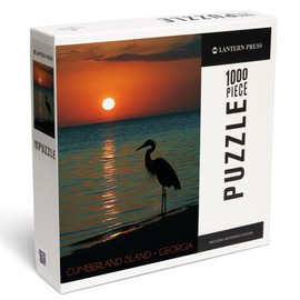 Cumberland Island, Georgia, Heron and Sunset (1000 Piece Puzzle, Challenging Jigsaw Puzzle for Adults, Made in USA)