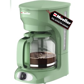 MUELLER HOME 12-Cup Drip Green Coffee Maker, Borosilicate Carafe, Auto-Off, Reusable Filter, Anti-Drip, Keep-Warm Function, Clear Water Level Window, Green Kitchen Accessories & Décor