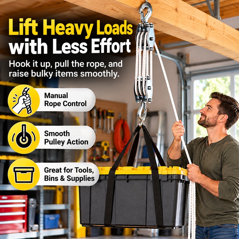 Manual Rope Pulley Hoist for Equipment Lifting – 270° Rotating