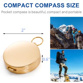 Tebery 2 Pack Classic Pocket Style Copper Clamshell Compass Waterproof Luminous Compass Camping Gear Survival Gear