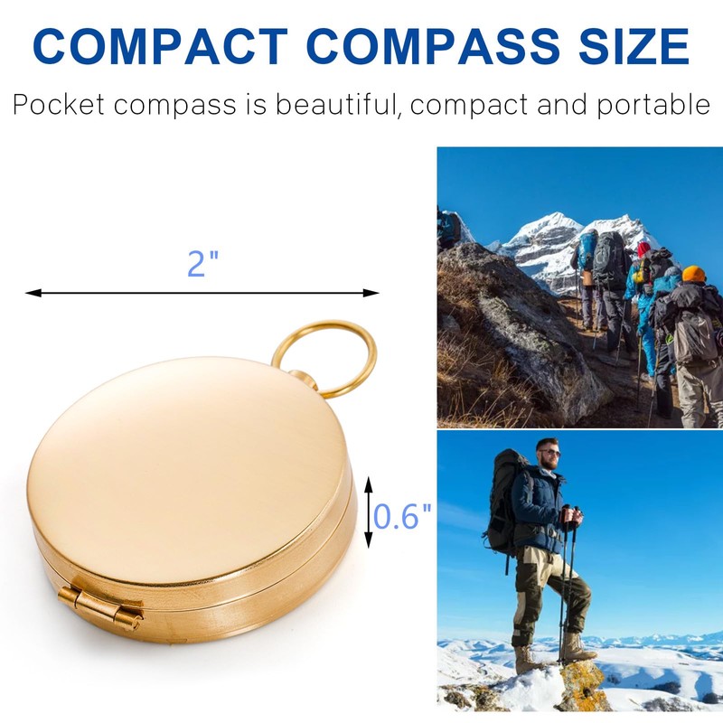 Tebery 2 Pack Classic Pocket Style Copper Clamshell Compass Waterproof