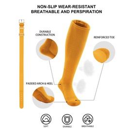 QBK 2T/3T/4T/5T Toddler Baseball Socks And Belt Youth Softball Tee Ball Combo Set for Boy Girl (1 Pairs of Socks & 1 Belt)(YELLOW 11-13Y)