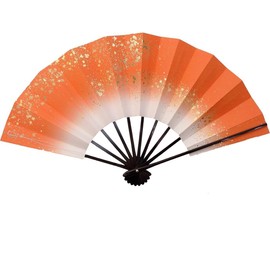 Galaxy Vermilion Mai Fan, 9.0 inches (5 minutes), Black Painted Bone, For Dance, red (crimson)