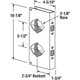 Prime-Line U 10546 Stainless Steel Lock and Door Reinforcement Plate for 1-3/4 In. Thick Doors, Stainless Steel Finish (Single Pack)