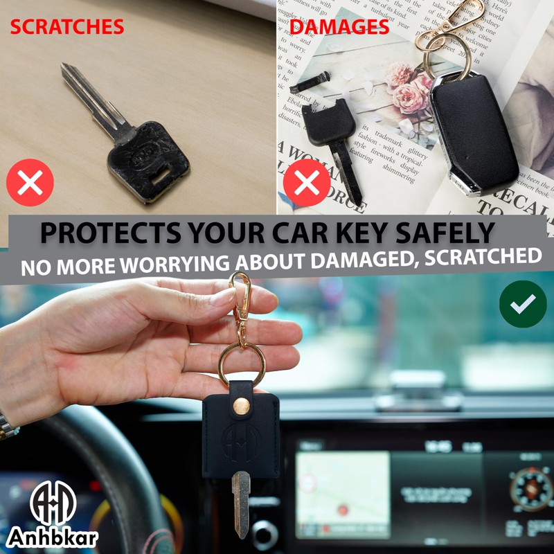 ANHBKAR Leather Keys Sleeve for Broken Car Key Loop Replacement