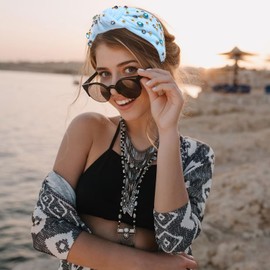 YAHPERN Crystal Knotted Headband for Women Sparkly Rhinestone Jeweled Headbands Gold Beads Embellished Headband Wide Top Knot Velvet Hairbands Fashion Hair Accessory