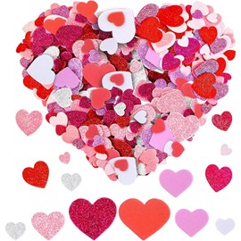 240 PCS Three Color Glittering Love Foam Stickers, Valentine's Day Mother's Day Love Kindergarten Children's Art Craft Supplies Greeting Card Home Decoration Heart Shape (Valentine's Day Heart Shape)
