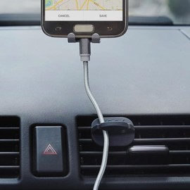 DASHMAN Car Cable Management, Cord Holder, Cord Organizer, Car Vent Mount Phone Holder Organizer, Universal Fit, Flexible Rubber Fins Organizer, 2-Pack, Fits Most Car Vents,