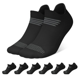 PAPLUS Women's Running Socks 6 Pairs - Athletic Ankle Socks with Arch Support, Comfort Anti-Blister Cushioned