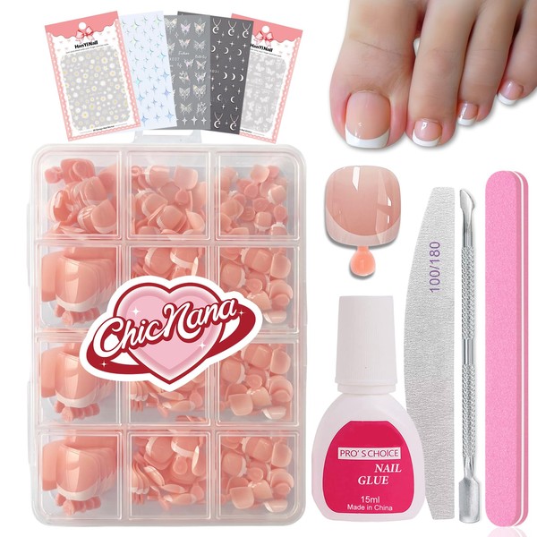 French False Nails for Toenails, 240Pcs French Tip Press On