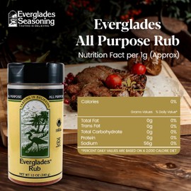 Everglades Rub Seasoning - Sweet & Spicy Blend for Pork, Beef, Poultry & Wild Game - Dry Marinade for Smoking, Slow Cooking & Grilling - Made in the USA 12 oz