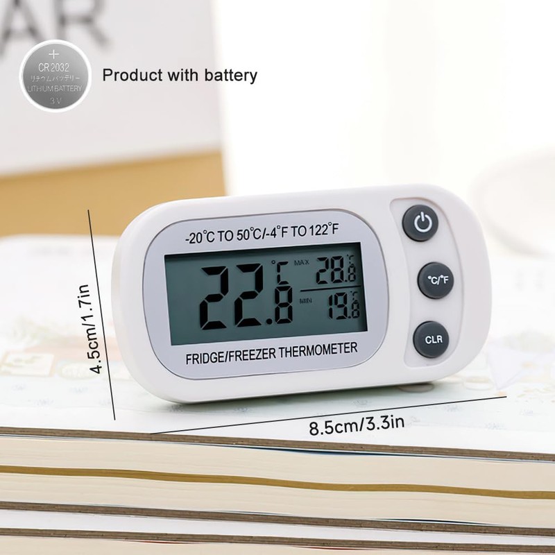 Lotvic 4 Pack Fridge Thermometer, Freezer Digital Refrigerator Thermometer with