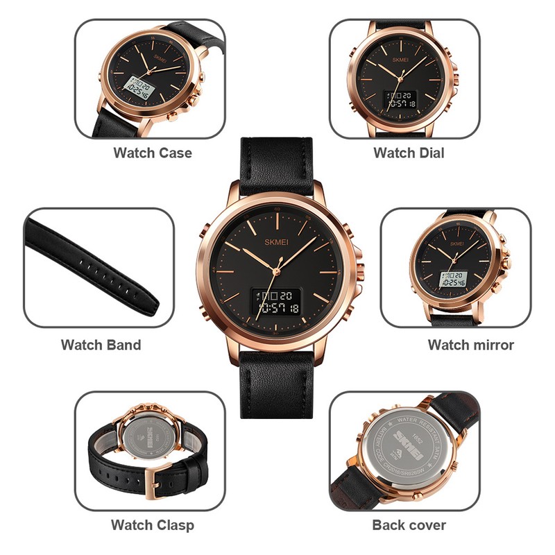 SKMEI Mens Watch Minimalism Analog Digital Watch with Alarm Stopwatch