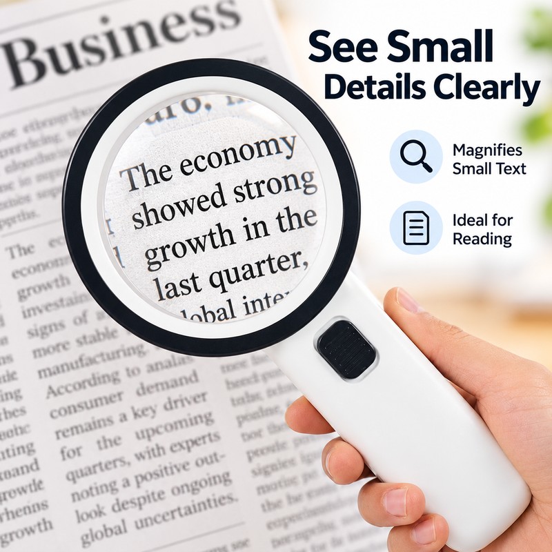 Handheld Magnifying Glass with LED Lights and UV Light for