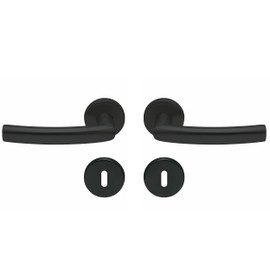 Beschläge Hamburg Trondheim scoop SBL 1003 Door Handles with Deadlock Rosettes for Room Doors Door Handle Inner Doors Diameter 54 mm Round Stainless Steel in Matte Black