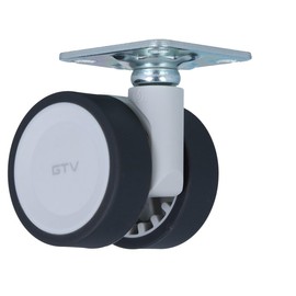 MS Beschläge Double Furniture Castor, Diameter 50 mm, Grey, Double Castor, Swivel Castor, 50 kg, Load Capacity, Designer Castor, Furniture Transport Castor, Screw-On Plate, 360° Rotatable (Without