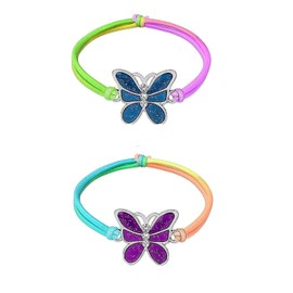COLORFUL BLING Dinosaur Mermaid Cat Butterfly Unicorn Color Changing Mood Bracelet Set for Women Emotion Feeling Temperature Sensing Wrap Bracelet with Card -Butterfly