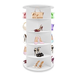 DYRABREST 360° Rotating Shoe Rack 5 Tier Spinning Storage Shoe Tower Shoe Storage Organizer Free Standing Revolving Shoe Rack for Entryway Living Room, Holds 20 Pairs of Shoes