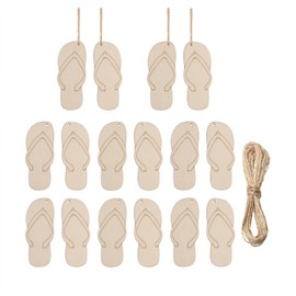 20pcs Flip Flop Shape Unfinished Wood Cutouts DIY Crafts 10 Pairs Blank Slippers Wooden Ornaments for Summer Beach Hawaii Luau Party Decoration