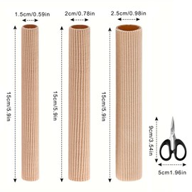 6 Stück 3 Größen Zehenschutz Silikon, Schneidbar Zehentrenner Zehenkappen mit Schere, Toe Cushion Tube, Zehentrenner Silikon, Schlauchbandage Druckschutz für Kissen Mais, Blasen, Schwielen, Zehen