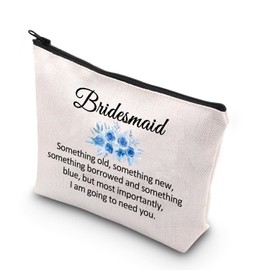 BDPWSS Bridesmaid Cosmetic Bag Bridesmaid Proposal Gift Something Old Something New Something Borrowed Something Blue Bridesmaid Wedding Gift (something bridesmaid)