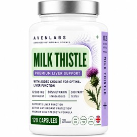 Milk Thistle Capsules 12,500mg Equivalent | Standardised to 80% Silymarin | with Choline & Dandelion Root | 120 Vegan Capsules | 4 Month Supply | 3rd Party Tested | Food Supplement