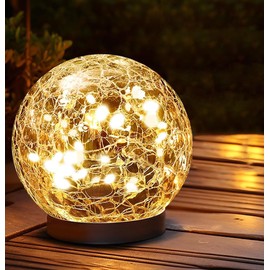 kiimiipa Solar Lights Outdoor Garden Waterproof,Solar Garden Lights,Garden Ornaments Outdoor,Crackle Ball Solar Lights Outdoor,Outdoor Decorations for Patio and Yard Lawn Backyard Decor (1Pack 10cm)