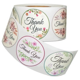 Sontanbao Thank You Stickers 2 inch Round, 500pcs Classic Flower Waterproof Floral Thank You Stickers for Packaging, Thank You for Supporting My Small Business Stickers