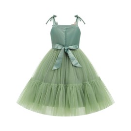 IDOPIP Pageant Dresses for Toddler Girls Embroidery Flower Girl Fairy Princess Butterfly Birthday Dresses Summer Sleeveless Kids Baby Wedding Tea Party First Communion Tulle Tutu Gown Green 4-5 Years