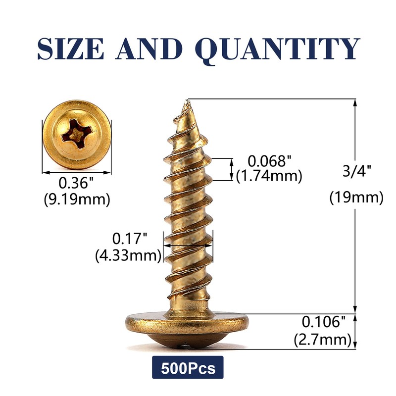 #8 x 3/4" Wood Screw 500Pcs Alloy Steel Standard Thread