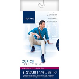 Sigvaris Men’s Merino Wool 192 Knee-High Compression Socks 15-20mmHg - Navy - B (Medium)