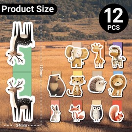 Pack of 12 Magnetic Bookmarks, Tixlux Magnetic Bookmarks with Cute Forest Animals for Children, Teachers, Students, Book Lovers, Animal Friends