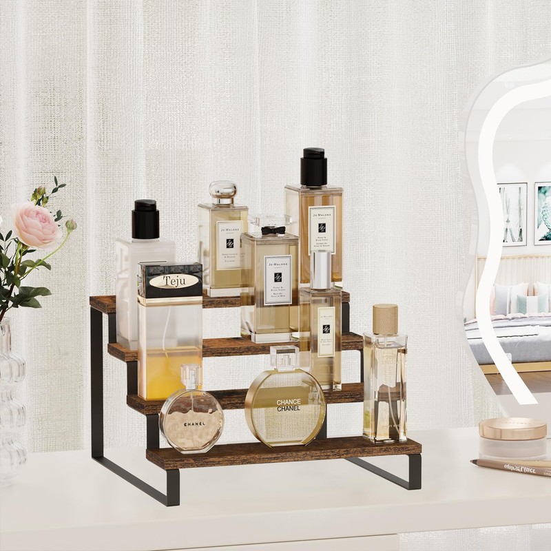 YINMIT Wooden Perfume Organizer, Tiered Cologne Organizer for Men, Black