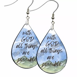 the fun things With God All Things are Possible Matthew 19:26 Religious Earrings NO TARNISHING