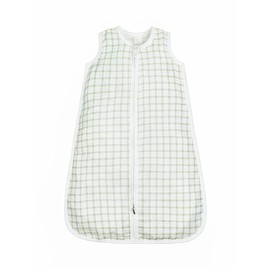 Under the Nile Organic Cotton Muslin Wearable Blanket - Sage Windowpane, 6 to 12 Months