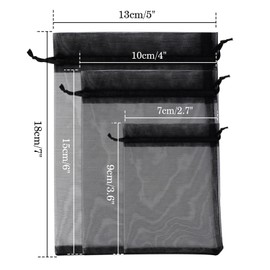 joycraft 50Pcs Organza Bags, 4"x 6" Gift Favor Bags, Black Breathable Tulle Bags with Drawstring, Sheer Mesh Pouch Drawstring Bags for Wedding Favor, Jewelry, Makeup, Candy