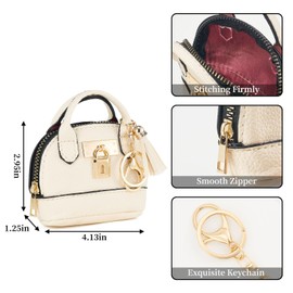 ZOUIQSS Coin Purse Mini Handbag Keychain for Women Creative Keychain Makeup Bag Coin Purse with Zipper, Style2-white