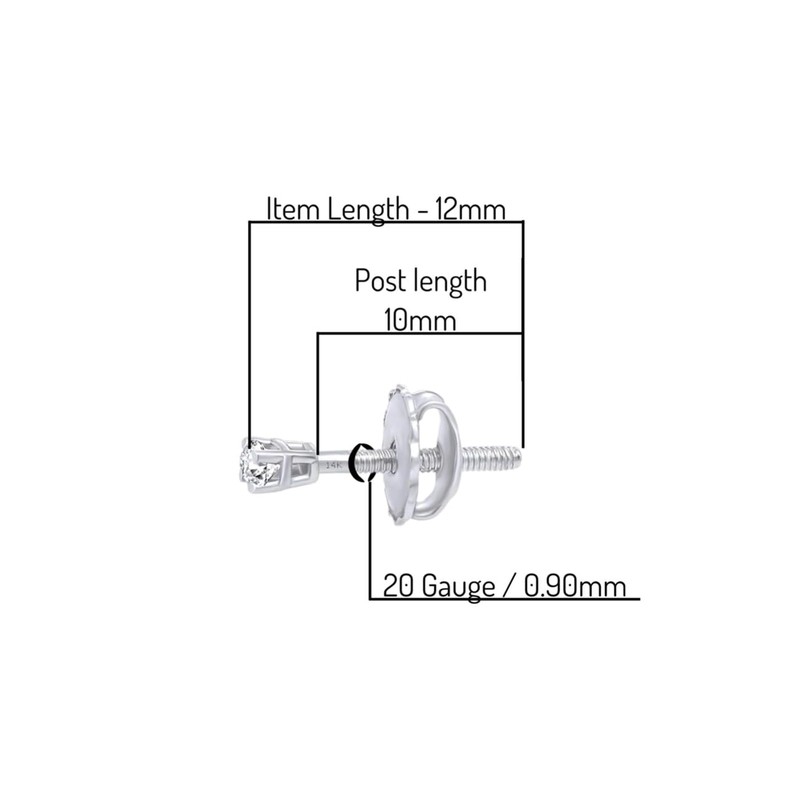0.05cttw Very Small TINY Micro Cartilage Studs Round Lab Grown