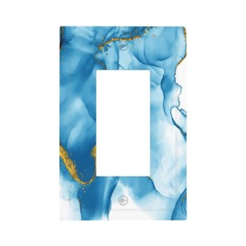 Light Switch Cover Plate Blue Gold Marble Abstract Luxury Modern Art 1 Gang Outlet Covers Single Rocker Decorative Switch plates Electrical Wall Plates GFCI Receptacle for Bathroom Bedroom Decor