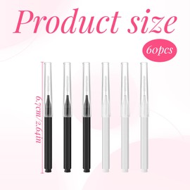 60 Pcs Brow Lamination Brush,Micro Eyebrow Brush with Cap Portable Mini Spoolies for Eyebrows,Spoolies Brushes for Eyebrows Eyelash Eyelashes Extensions Tool (Black,White)
