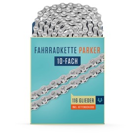 Alphatrail Parker Bicycle Chain 10-Speed 116 Links I Compatible with Shimano, SRAM, KMC, Connex, Campagnolo Gears I Includes Chain Lock