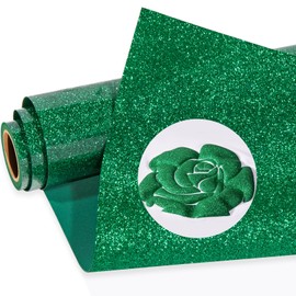 Green Glitter Puff Vinyl Heat Transfer, Green Glitter HTV Puff Vinyl - 3D Puff Iron on Vinyl Glitter Green HTV Vinyl for T-Shirt, 9.8" x 3FT
