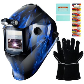 TRQWH Welding Helmet with Wide Shade 9-13 and 2.5 Diopter Magnifying Lens