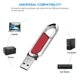 BORLTER CLAMP 64GB USB Flash Drive Portable USB Flash Drive with Keychain USB 2.0 Memory Stick for External Data Storage, Red