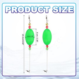 PATIKIL Fishing Floats Rigs 10 Inch, 4 Pack Oval Fishing Bobbers Popping Corks Float Weighted Bobbers Fishing Tackle with Copper Beads for Saltwater Freshwater Fishing Tackle, Green